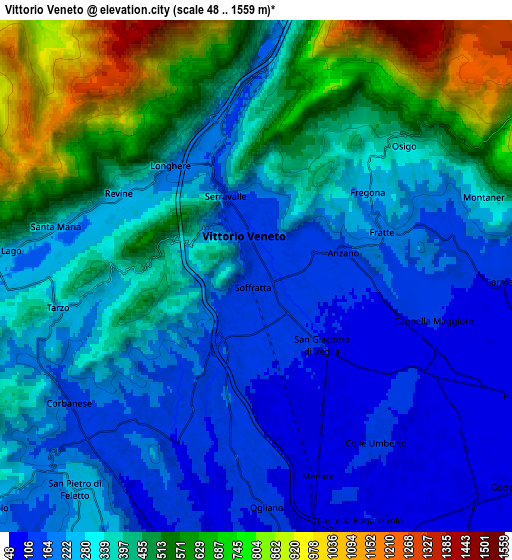 Zoom OUT 2x Vittorio Veneto, Italy elevation map