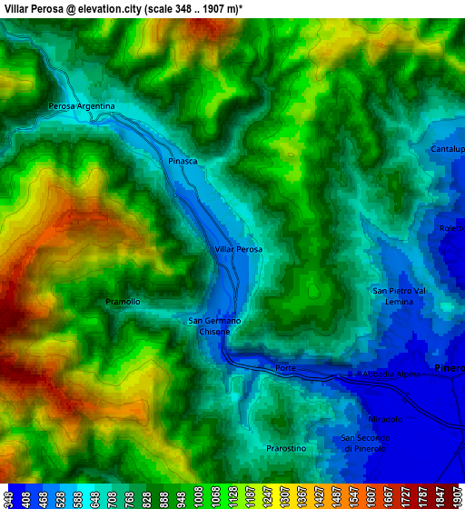 Zoom OUT 2x Villar Perosa, Italy elevation map