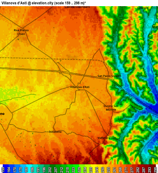 Zoom OUT 2x Villanova d'Asti, Italy elevation map