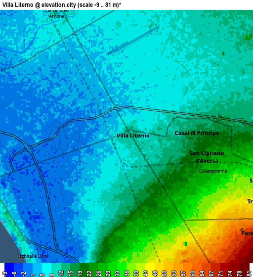 Zoom OUT 2x Villa Literno, Italy elevation map