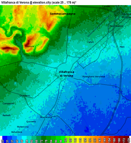 Zoom OUT 2x Villafranca di Verona, Italy elevation map