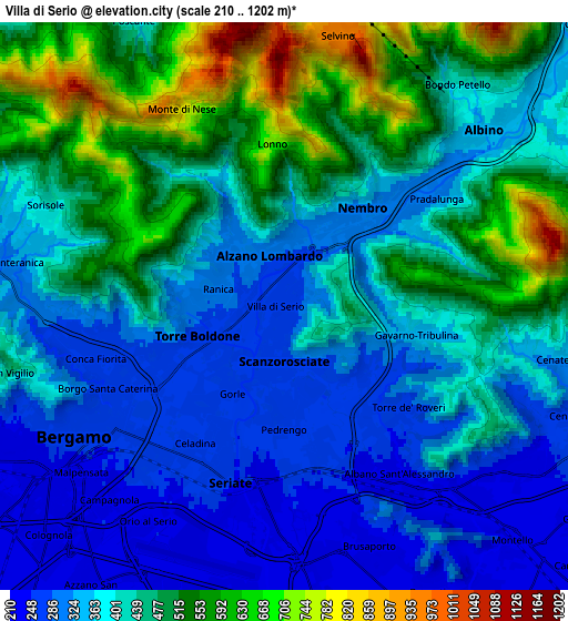 Zoom OUT 2x Villa di Serio, Italy elevation map