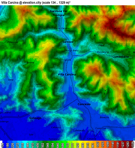 Zoom OUT 2x Villa Carcina, Italy elevation map