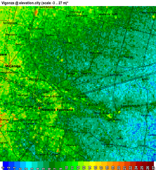 Zoom OUT 2x Vigonza, Italy elevation map