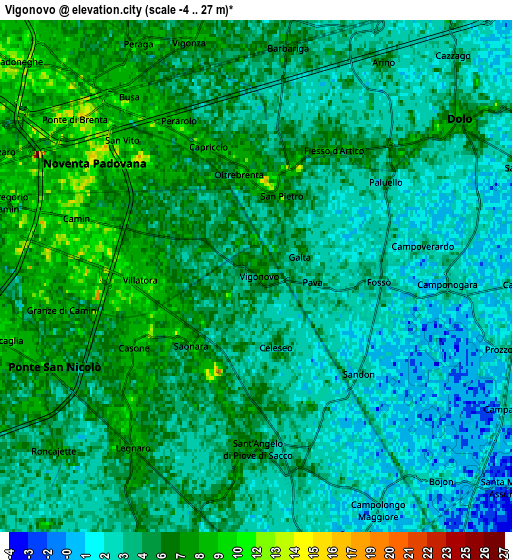 Zoom OUT 2x Vigonovo, Italy elevation map