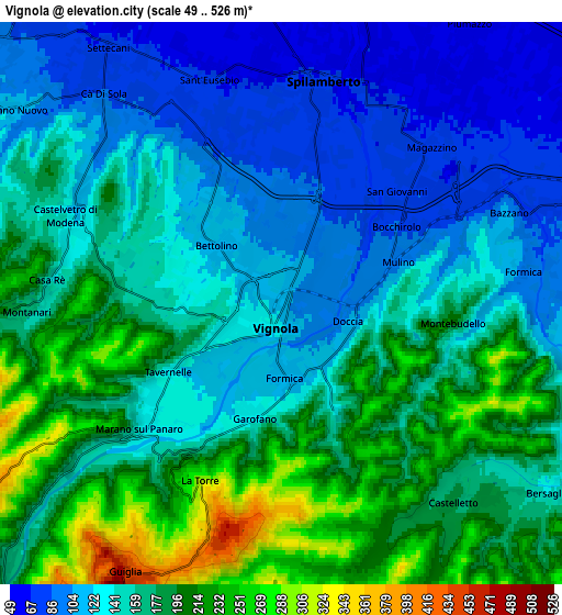 Zoom OUT 2x Vignola, Italy elevation map