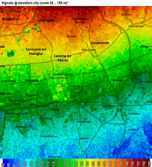 Zoom OUT 2x Vignate, Italy elevation map