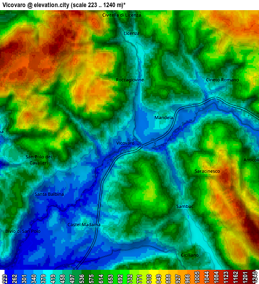 Zoom OUT 2x Vicovaro, Italy elevation map