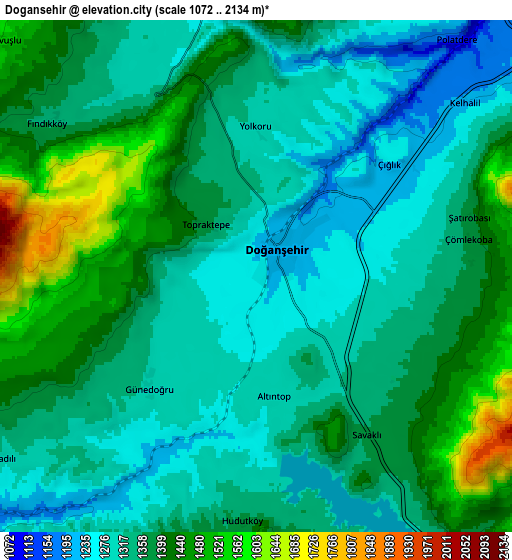 Zoom OUT 2x Doğanşehir, Turkey elevation map