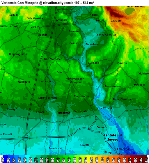 Zoom OUT 2x Vertemate Con Minoprio, Italy elevation map