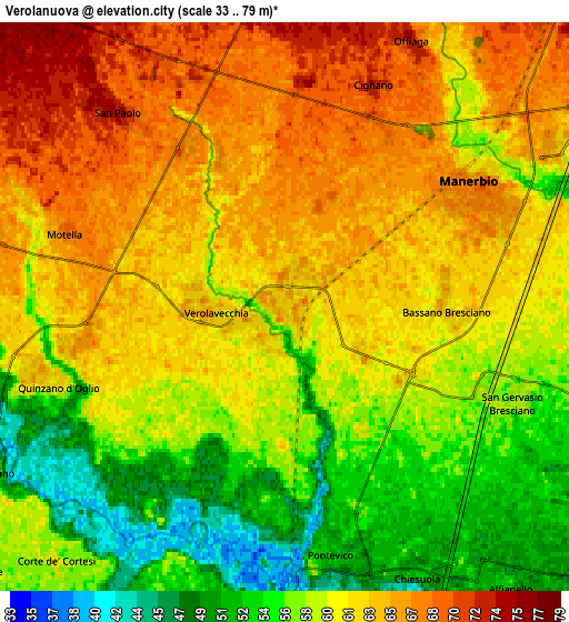 Zoom OUT 2x Verolanuova, Italy elevation map