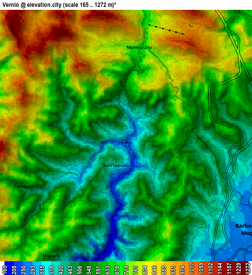 Zoom OUT 2x Vernio, Italy elevation map