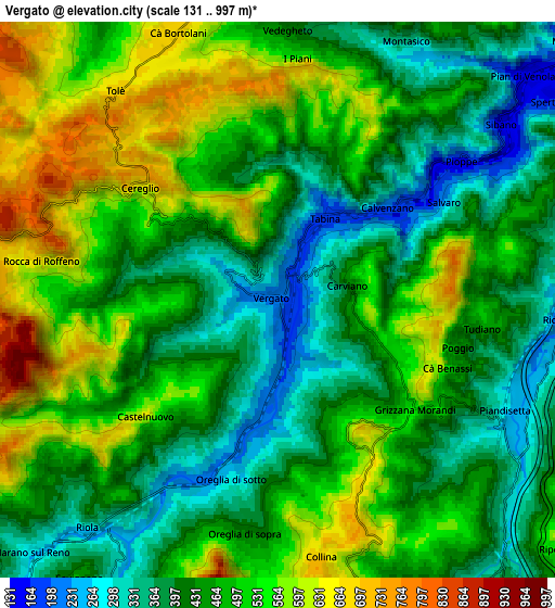 Zoom OUT 2x Vergato, Italy elevation map