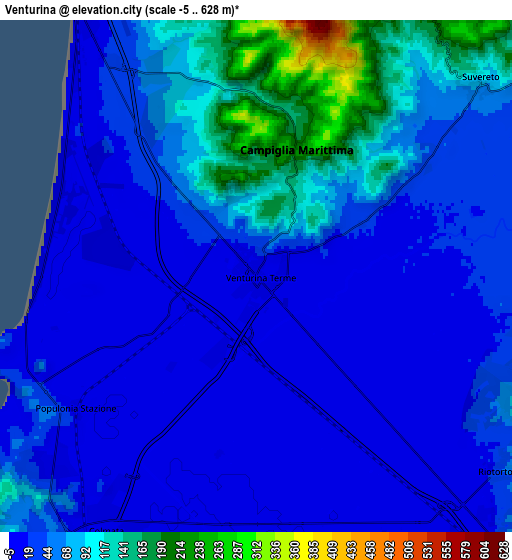 Zoom OUT 2x Venturina, Italy elevation map