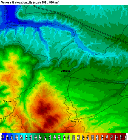 Zoom OUT 2x Venosa, Italy elevation map