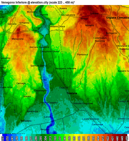 Zoom OUT 2x Venegono Inferiore, Italy elevation map