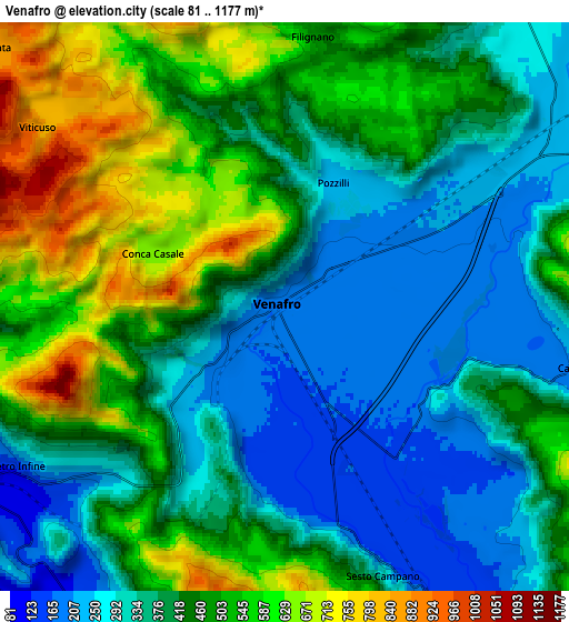 Zoom OUT 2x Venafro, Italy elevation map