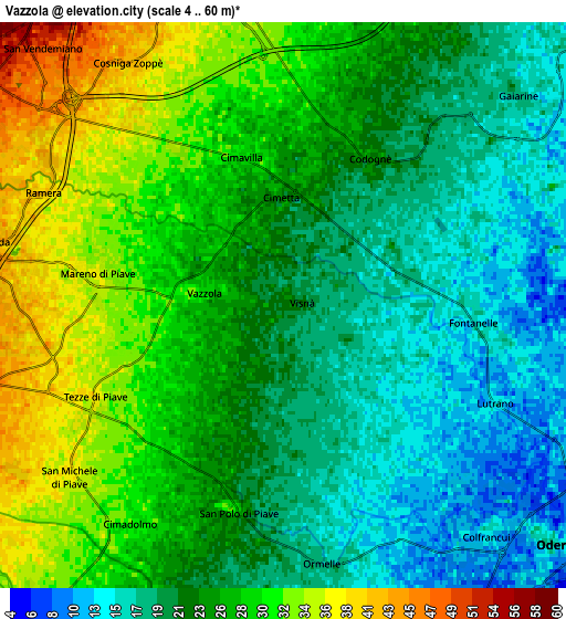 Zoom OUT 2x Vazzola, Italy elevation map