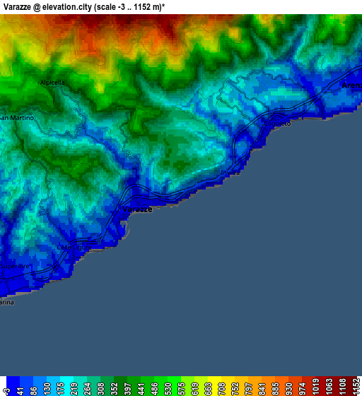 Zoom OUT 2x Varazze, Italy elevation map