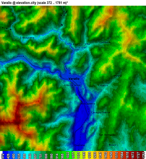 Zoom OUT 2x Varallo, Italy elevation map