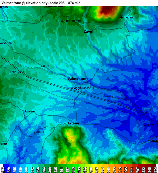 Zoom OUT 2x Valmontone, Italy elevation map