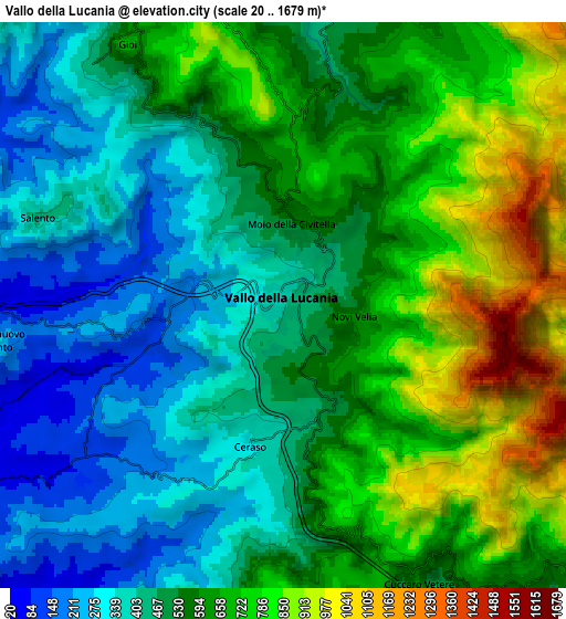 Zoom OUT 2x Vallo della Lucania, Italy elevation map