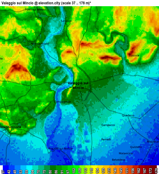 Zoom OUT 2x Valeggio sul Mincio, Italy elevation map