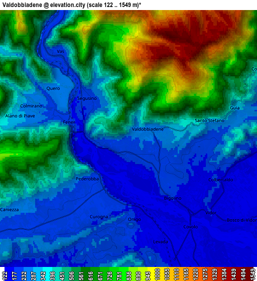 Zoom OUT 2x Valdobbiadene, Italy elevation map