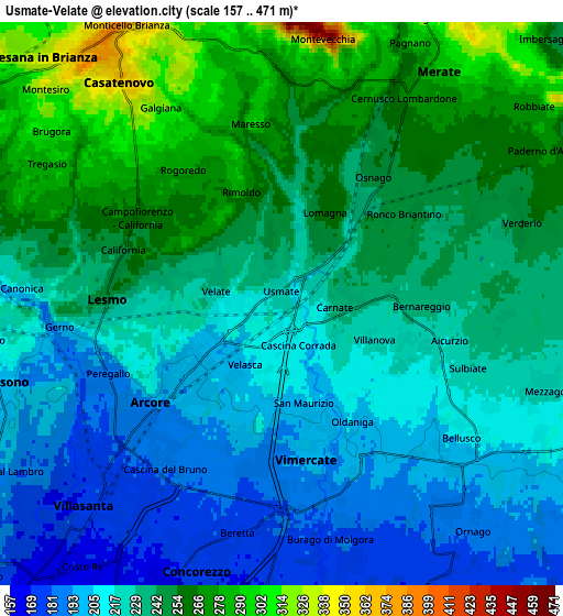 Zoom OUT 2x Usmate-Velate, Italy elevation map