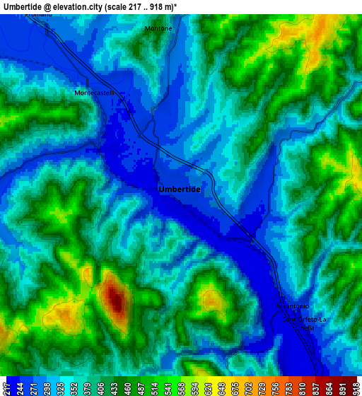 Zoom OUT 2x Umbertide, Italy elevation map