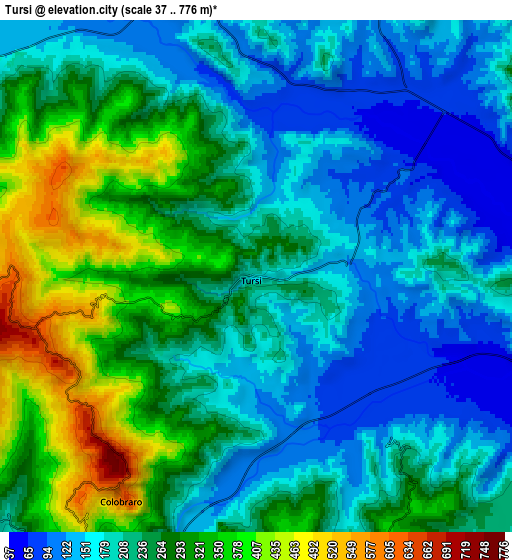 Zoom OUT 2x Tursi, Italy elevation map