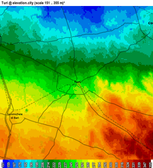 Zoom OUT 2x Turi, Italy elevation map