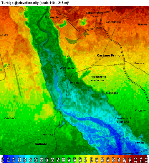 Zoom OUT 2x Turbigo, Italy elevation map