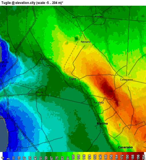 Zoom OUT 2x Tuglie, Italy elevation map