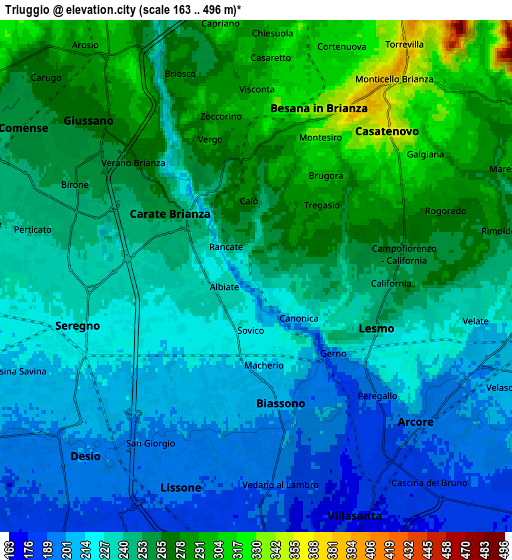 Zoom OUT 2x Triuggio, Italy elevation map