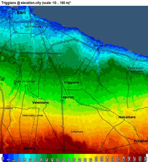 Zoom OUT 2x Triggiano, Italy elevation map