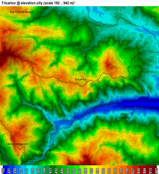 Zoom OUT 2x Tricarico, Italy elevation map