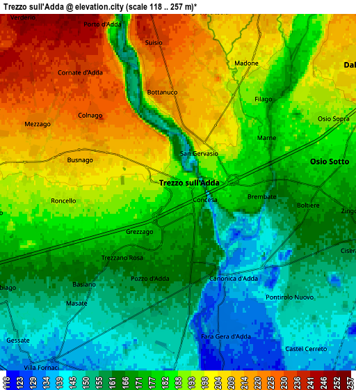 Zoom OUT 2x Trezzo sull'Adda, Italy elevation map