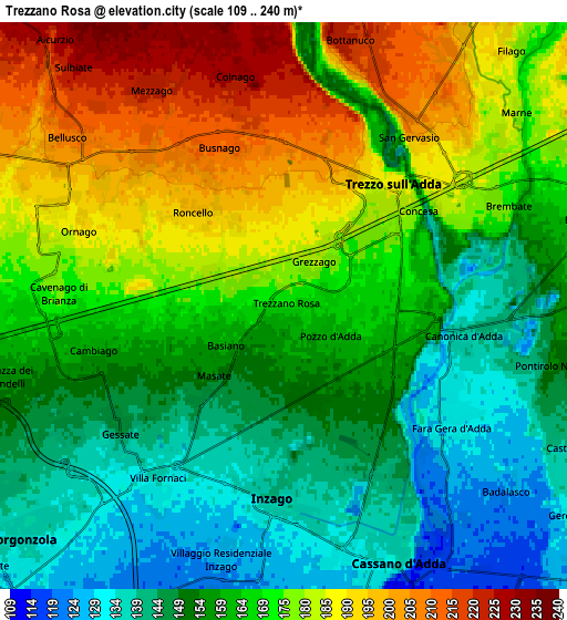 Zoom OUT 2x Trezzano Rosa, Italy elevation map