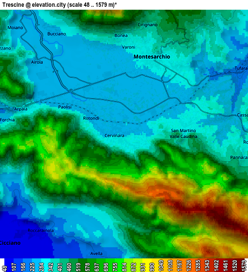 Zoom OUT 2x Trescine, Italy elevation map