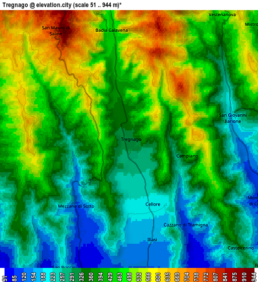 Zoom OUT 2x Tregnago, Italy elevation map