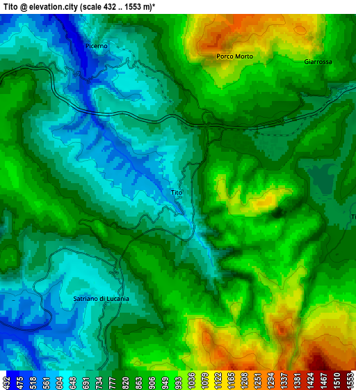 Zoom OUT 2x Tito, Italy elevation map