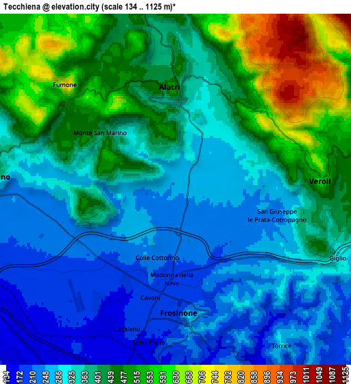 Zoom OUT 2x Tecchiena, Italy elevation map