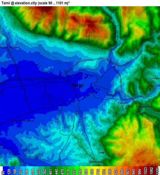 Zoom OUT 2x Terni, Italy elevation map