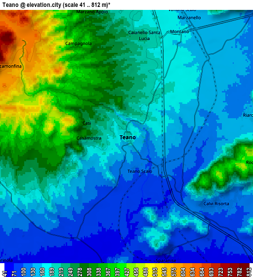 Zoom OUT 2x Teano, Italy elevation map