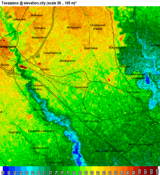 Zoom OUT 2x Tavazzano, Italy elevation map