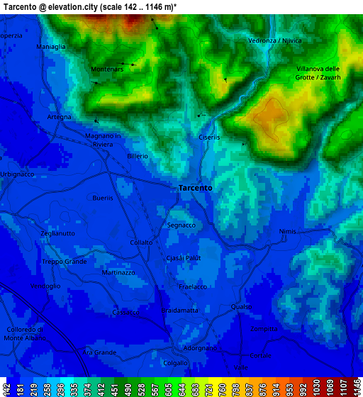 Zoom OUT 2x Tarcento, Italy elevation map