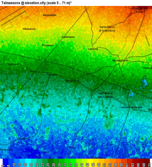 Zoom OUT 2x Talmassons, Italy elevation map