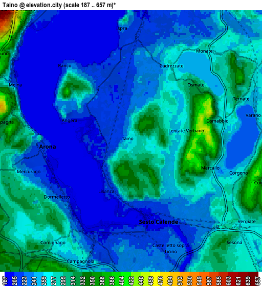 Zoom OUT 2x Taino, Italy elevation map