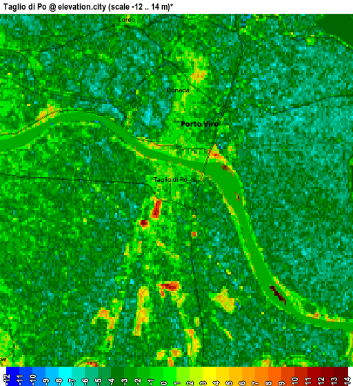 Zoom OUT 2x Taglio di Po, Italy elevation map